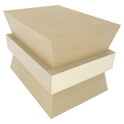 EstablishedLines Linen Wrapped Ernest C. Masi "Sheaf of Wheet" Shape One Drawer End Table MINT