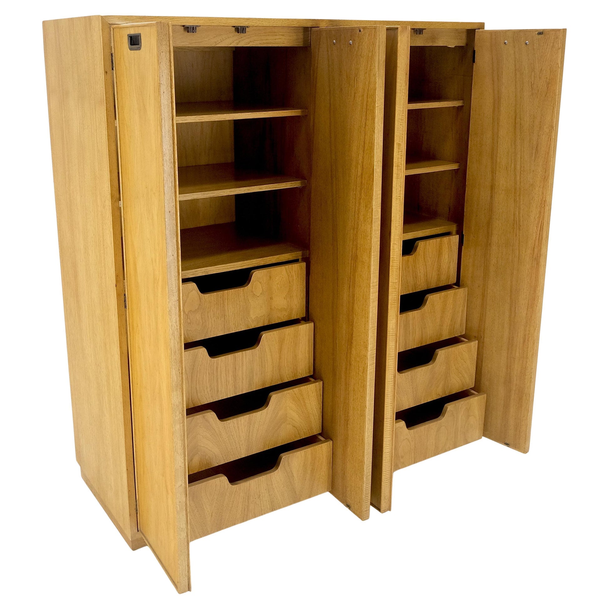 EstablishedLines Blond Walnut Side by Side 4 Doors Two Compartment Chest Drawers Dresser MINT!