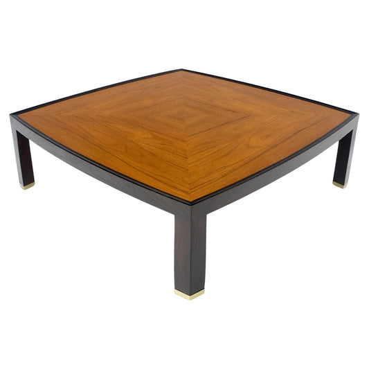 Dunbar Ebonized Walnut Base Large Rounded Square Light Walnut Coffee Table MINT!