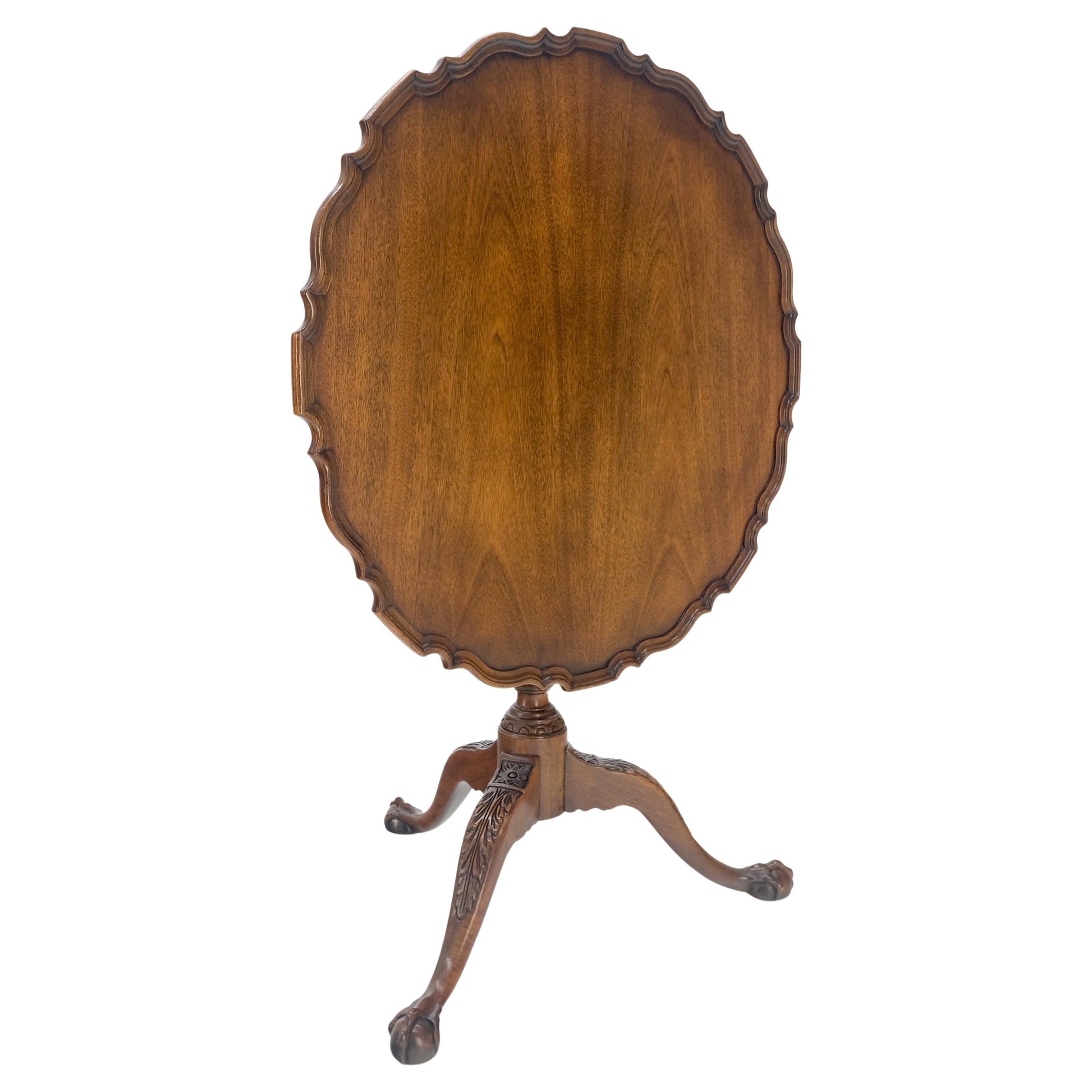 EstablishedLines Baker Pie Crust Tilt Top Carved Mahogany Ball & Claw Breakfast Table MINT