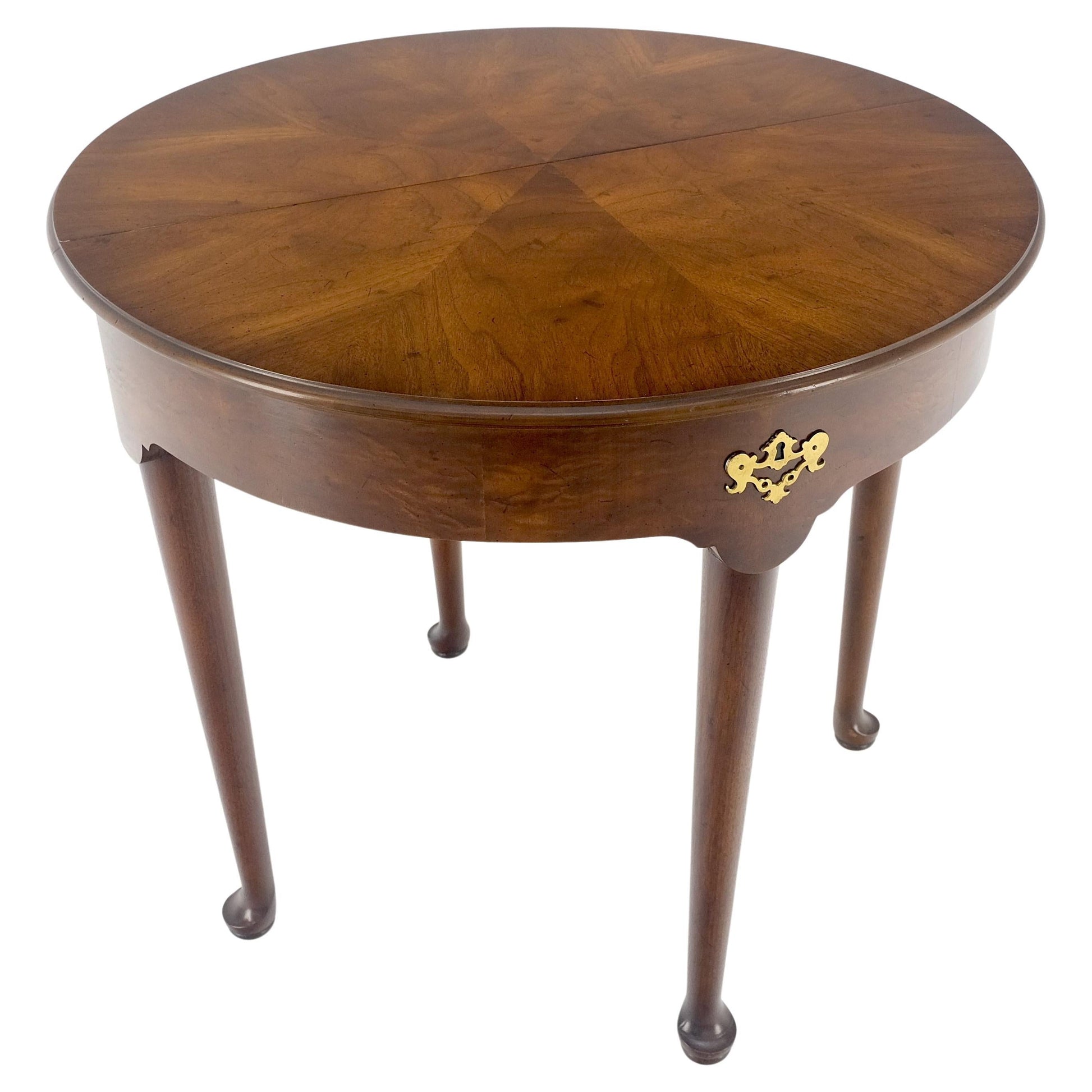 EstablishedLines Henredon Demilune Flip Top Burl Walnut Top Console Sofa Occasional Table MINT