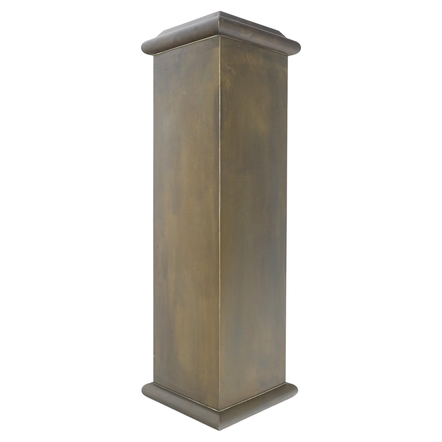 Solid Brass Sheet Metal Forged Square Mid Century Modern Machine Age Pedestal