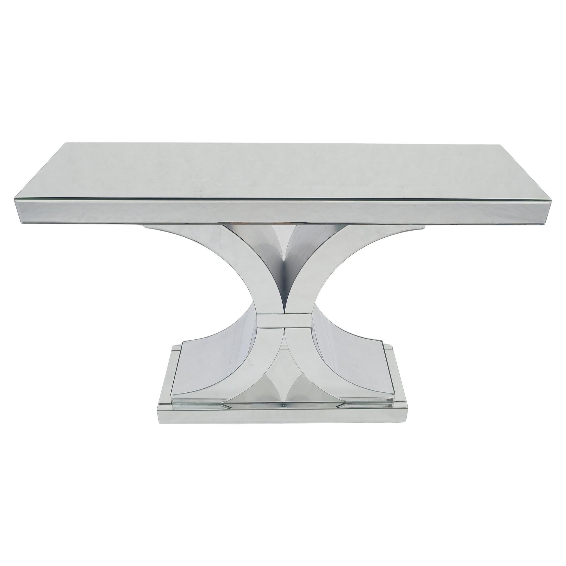 EstablishedLines All Mirrored 360 Degrees Beveled & Curved Mirror 4' Long Console Sofa Table MINT