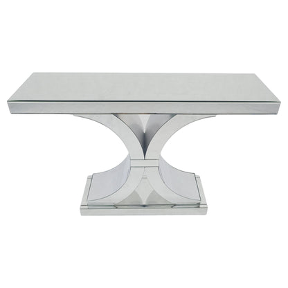 EstablishedLines All Mirrored 360 Degrees Beveled & Curved Mirror 4' Long Console Sofa Table MINT