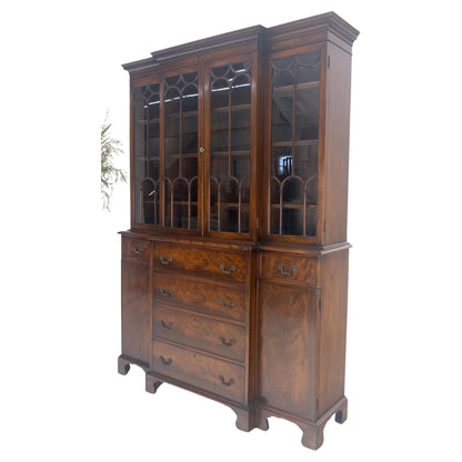 EstablishedLines Beacon Hill Two Part Crotch Flame Mahogany Individual Glass Pane Breakfront MINT