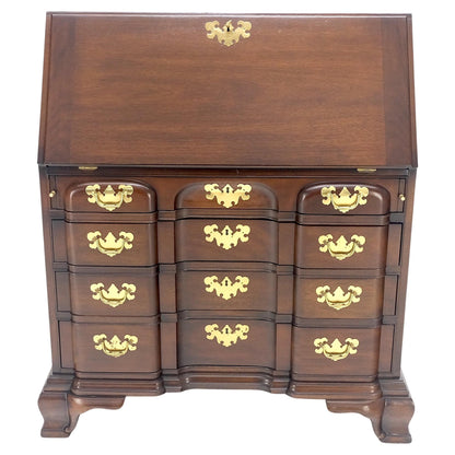 EstablishedLines Mahogany Block Front Drop Desk Secretary Bracket Foot 4 Drawers Dresser MINT!