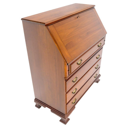American Solid Cherry 4 Drawers Drop Front Secretary Desk Solid Brass Pulls MINT