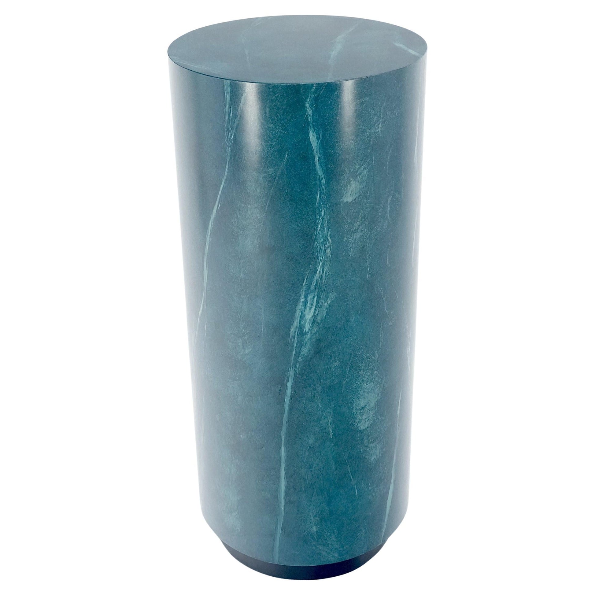 EstablishedLines Large 18" in Diameter 42" Tall Faux Green Marble Pedestal Stand Black Base MINT!