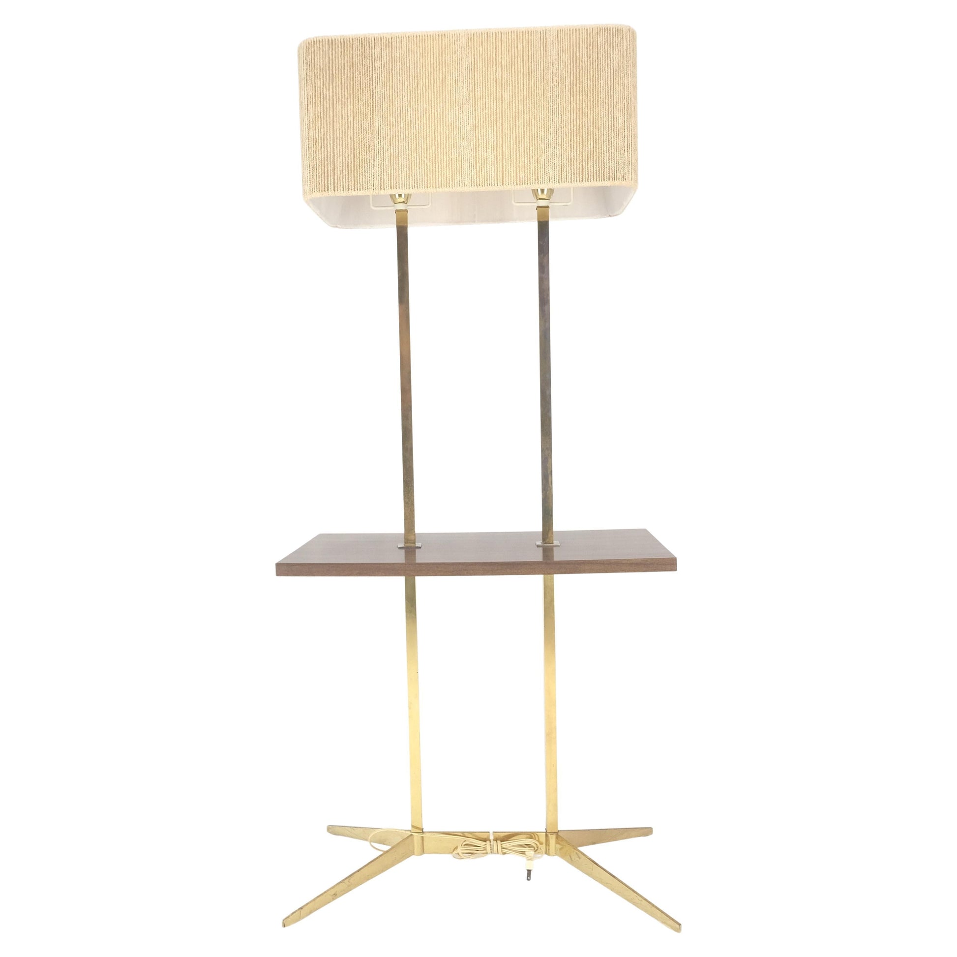 EstablishedLines Mid Century Modern All Solid Brass Rectangle End Table Floor Lamp McCobb Style