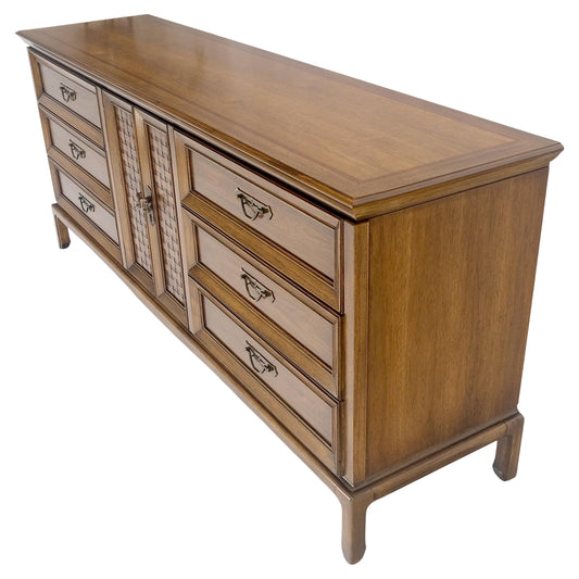 American Walnut 9 Drawers Long Dresser Credenza on Bracket Feet Tomasville MINT!