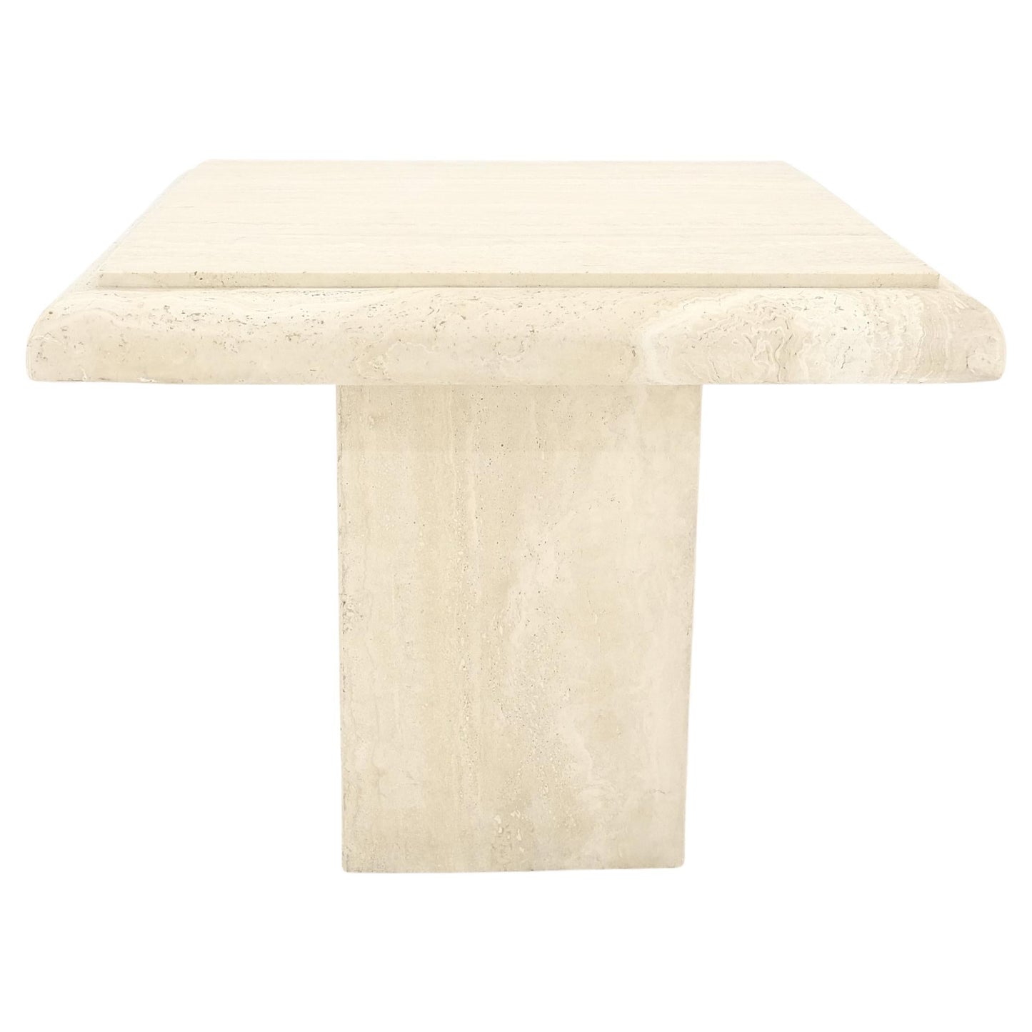 Single Travertine Base Beveled 27x27 Square Top Side End Lamp Table Stand MINT!
