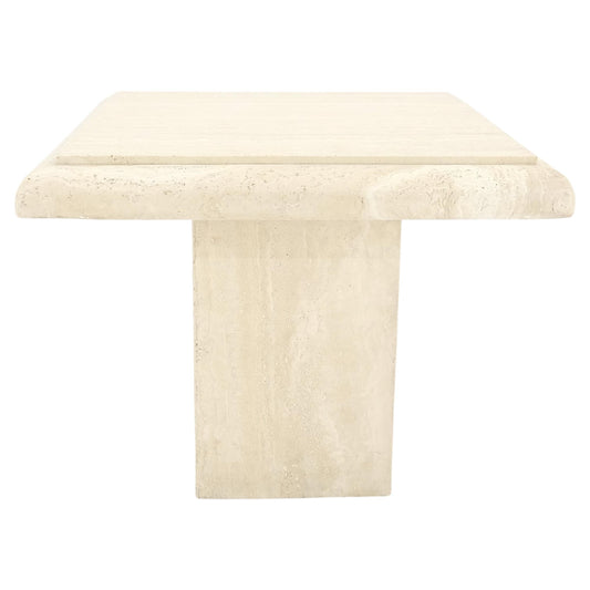 EstablishedLines Single Travertine Base Beveled 27x27 Square Top Side End Lamp Table Stand MINT!