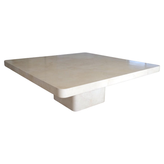 Large 7' Square Lacquered Goatskin Parchment Dining Conference Table MINT!