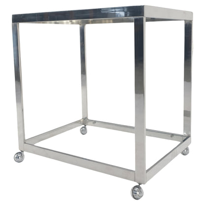 EstablishedLines Polished Stainless Steel Box Shape Two Tier Serving Bar Cart Chrome Mid Century
