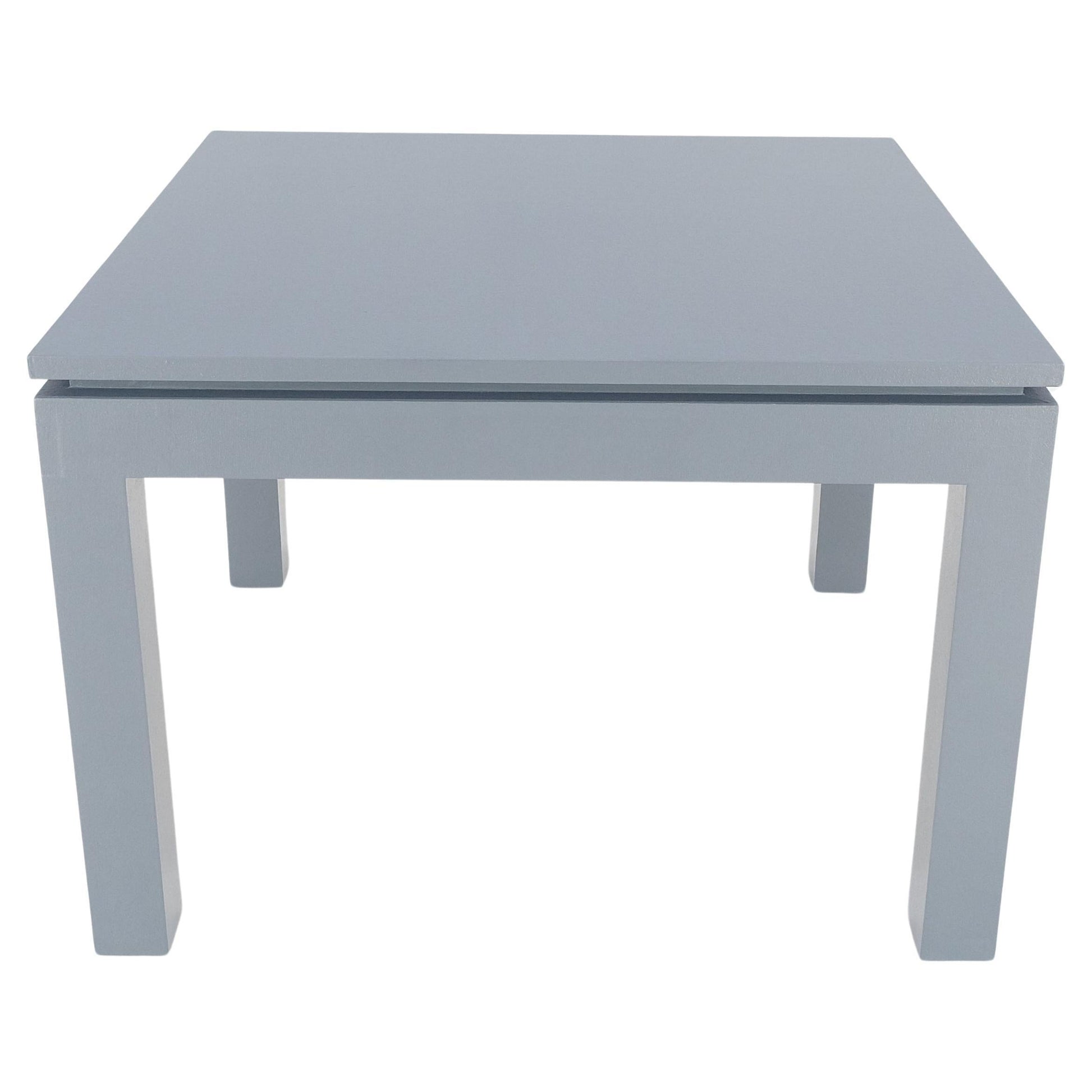 EstablishedLines Square Parsons Style Cloth Wrapped Grey Lacquer c1970s Center Occasional Table