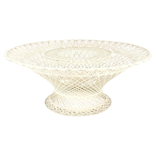 EstablishedLines Russel Woodard Spun Fiberglass Glass Top 44" Round Outdoor Coffee Table MINT