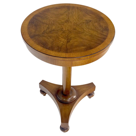 EstablishedLines John Widdicomb Very Fine Burl Wood Round Top Triangle Base Side End Table Stand