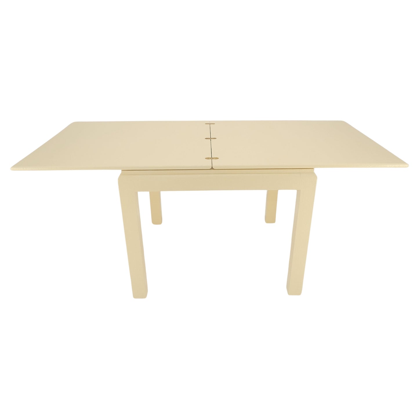 Restored Cream Beige Lacquered Cloth Square Flip Top Dining Game Table MINT!