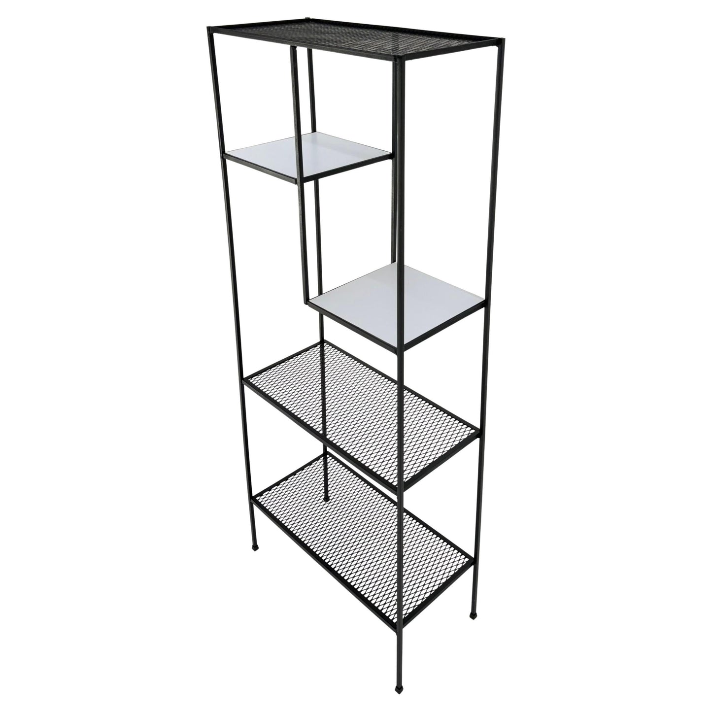 Frederick Weinberg Iron White Enamel & Wire Mesh Shelves Etagere Wall Unit MINT!
