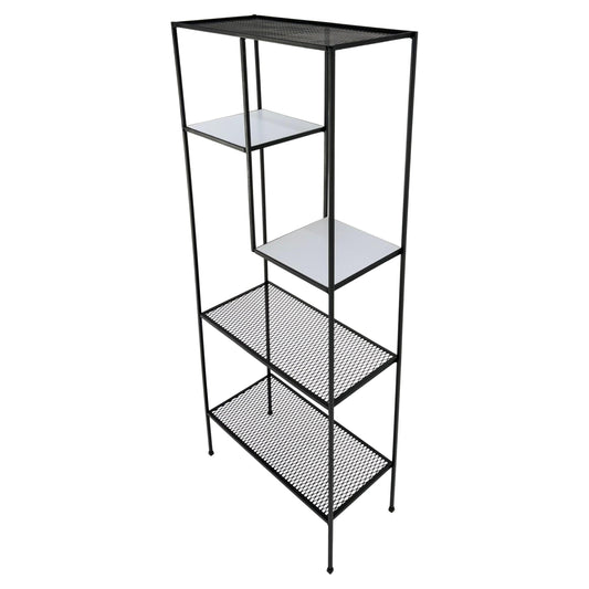 Frederick Weinberg Iron White Enamel & Wire Mesh Shelves Etagere Wall Unit MINT!