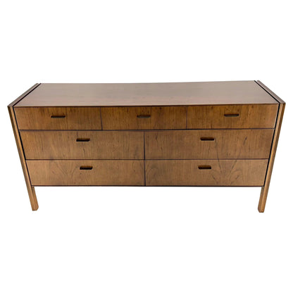 Mid Century Modern Wormy Chestnut 7 Drawers Compact Dresser Credenza MINT