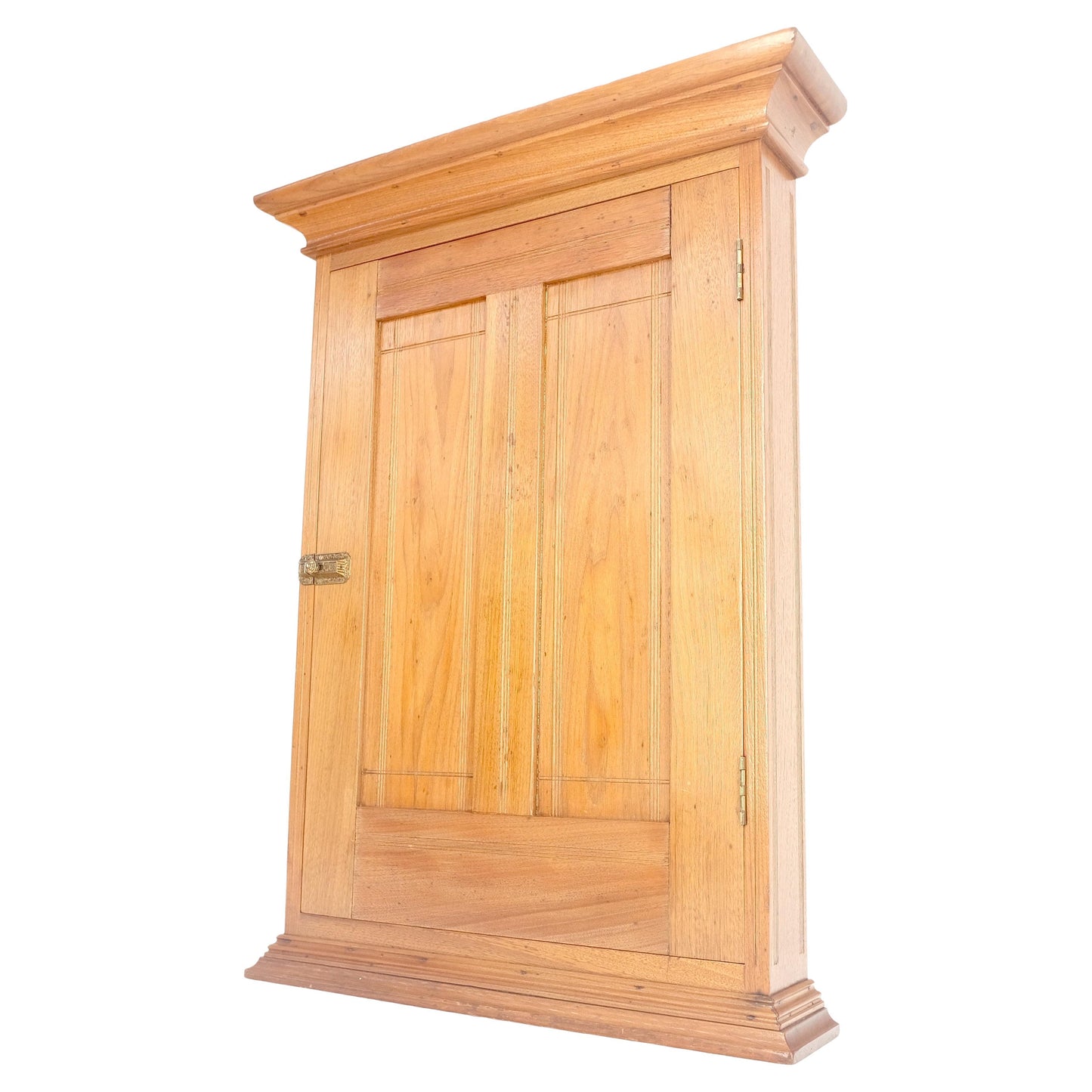 Victorian Solid Walnut Hanging Flat Wall Cabinet for Keys Crown Top MINT