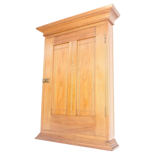 Victorian Solid Walnut Hanging Flat Wall Cabinet for Keys Crown Top MINT
