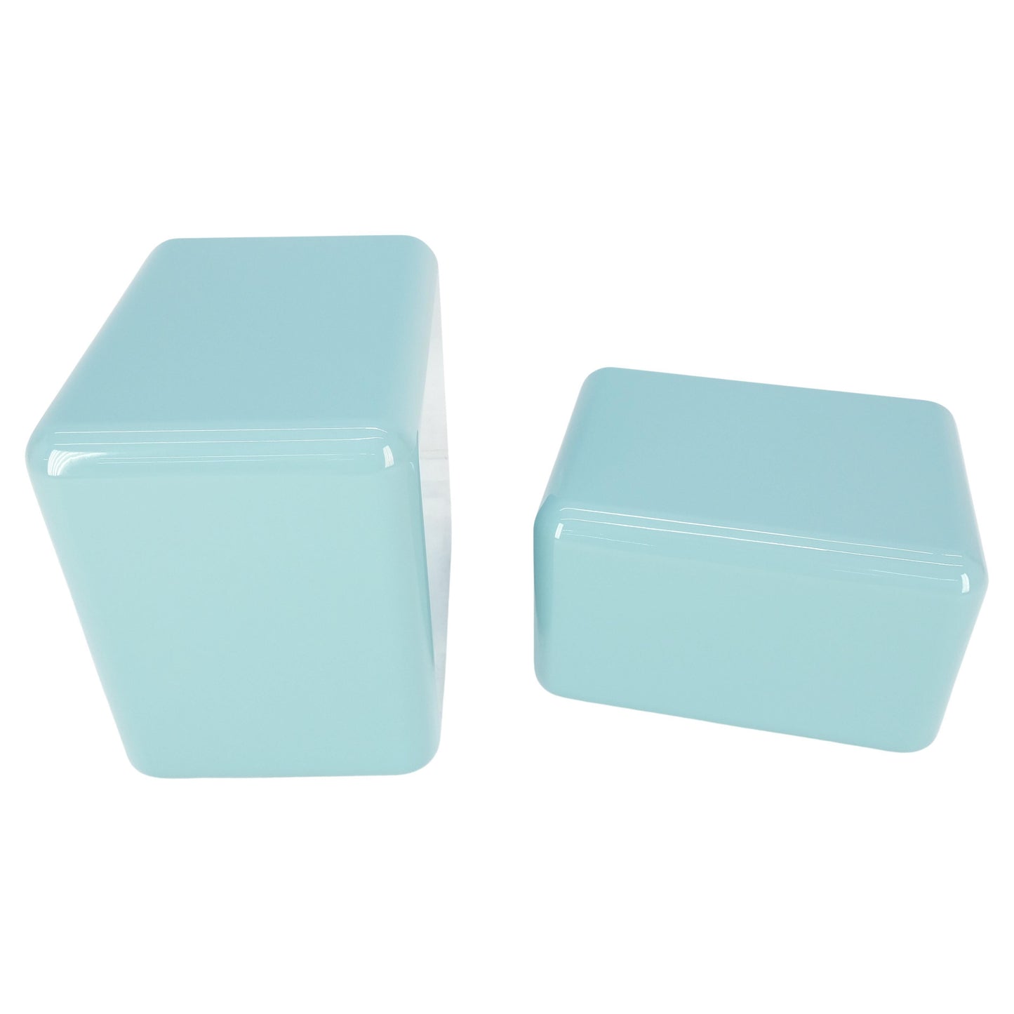 EstablishedLines Non Matching Pair Rounded Edges and Corners Thick Enamel Finish Side End Tables