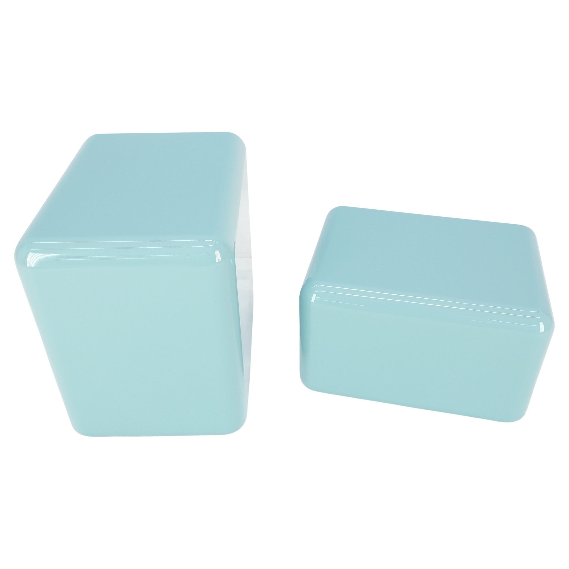 EstablishedLines Non Matching Pair Rounded Edges and Corners Thick Enamel Finish Side End Tables
