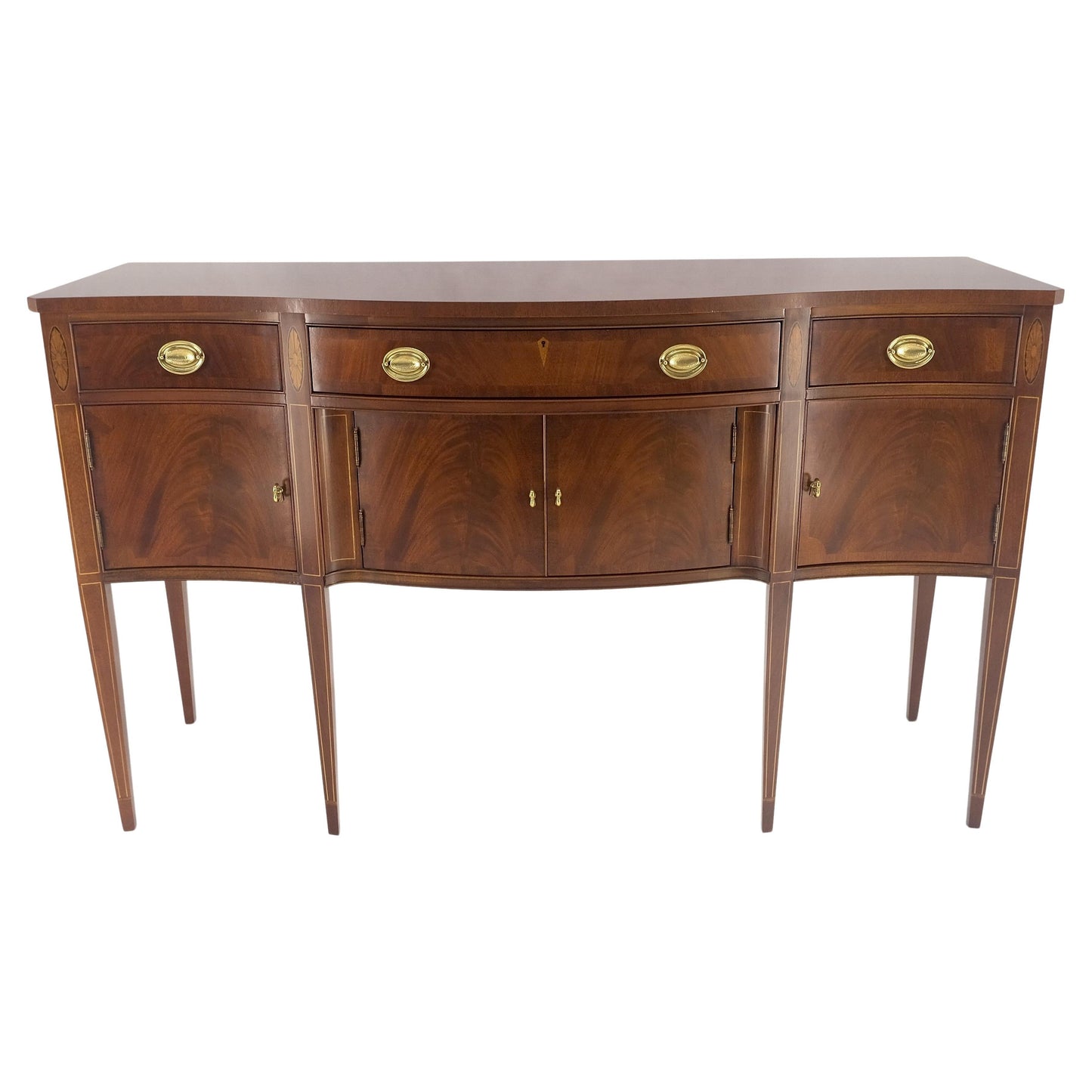 Hickory Chair Crotch Mahogany Serpentine Front Tapered Leg Inlaid Sideboard MINT