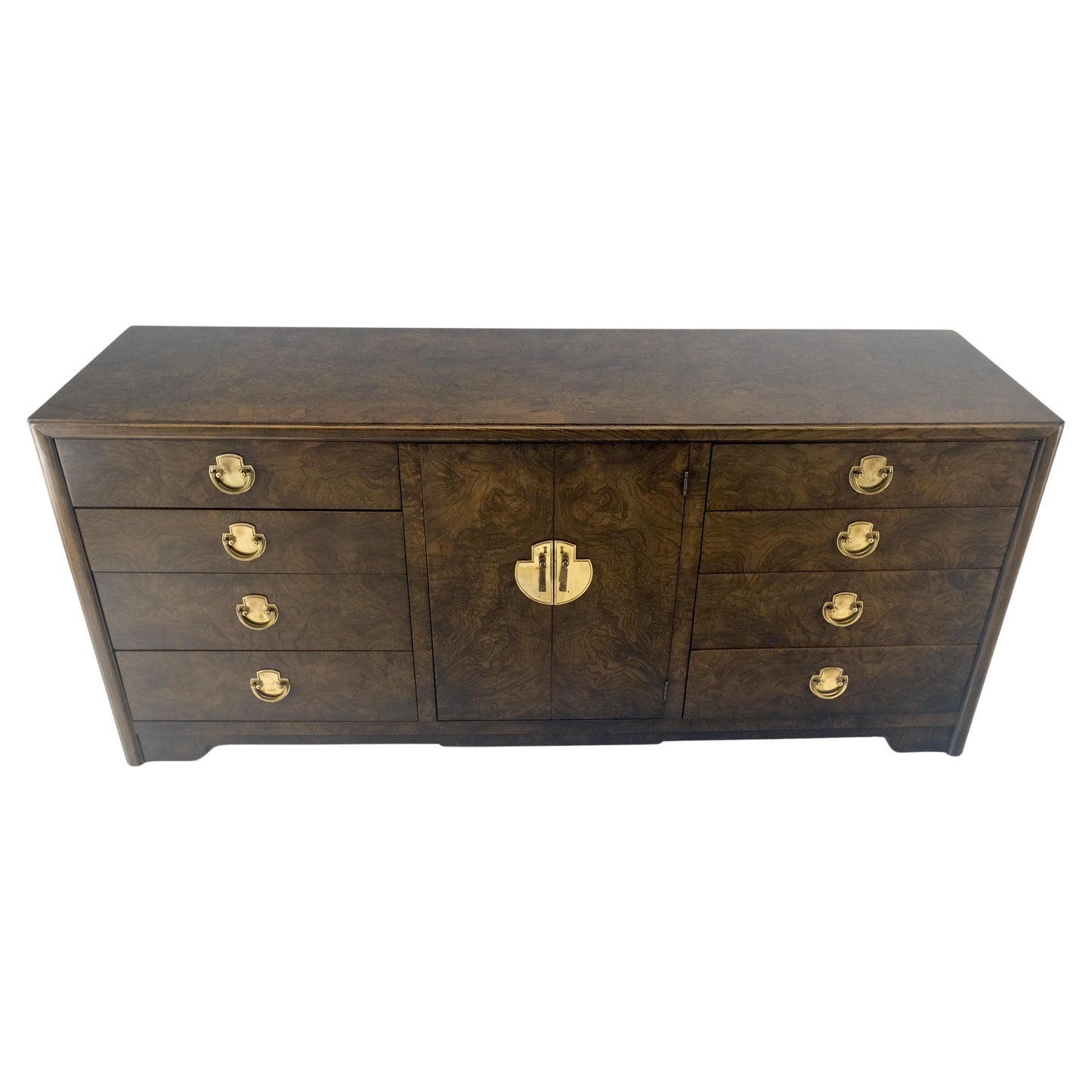 Burl Wood Brass Hardware 2 Doors Compartment 68" Long Dresser Credenza MINT!