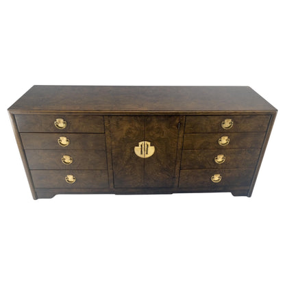 Burl Wood Brass Hardware 2 Doors Compartment 68" Long Dresser Credenza MINT!