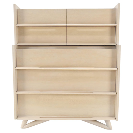 Sculptural Legs & Drawer Pulls White Wash Bone Tone 5 Drawers Mahogany Dresser