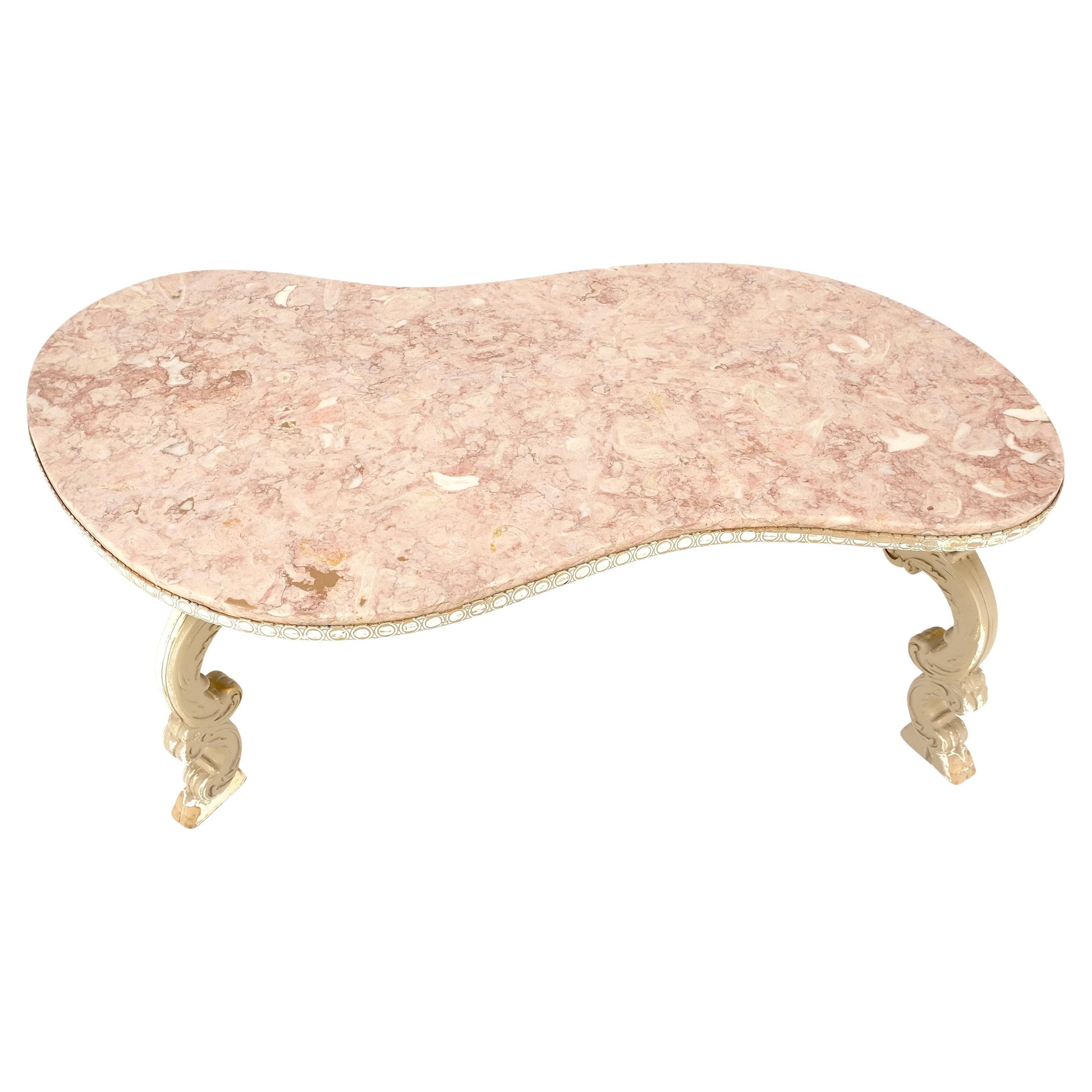 Kidney Organic Shape Rouge Marble Top Coffee Center Table