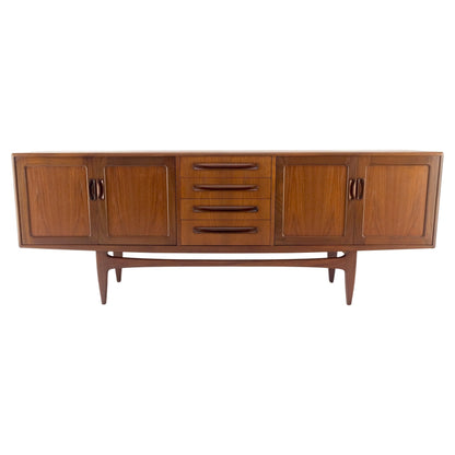 EstablishedLines Danish Mid Century Modern Double Two Door Compartment 4 Drawers Teak Credenza