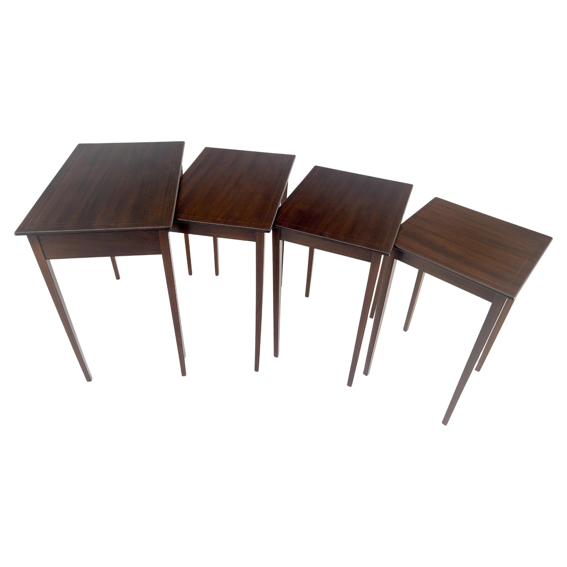EstablishedLines Set of 4 Elegant Tapered Legs Mahogany Federal Nesting Side End Tables MINT