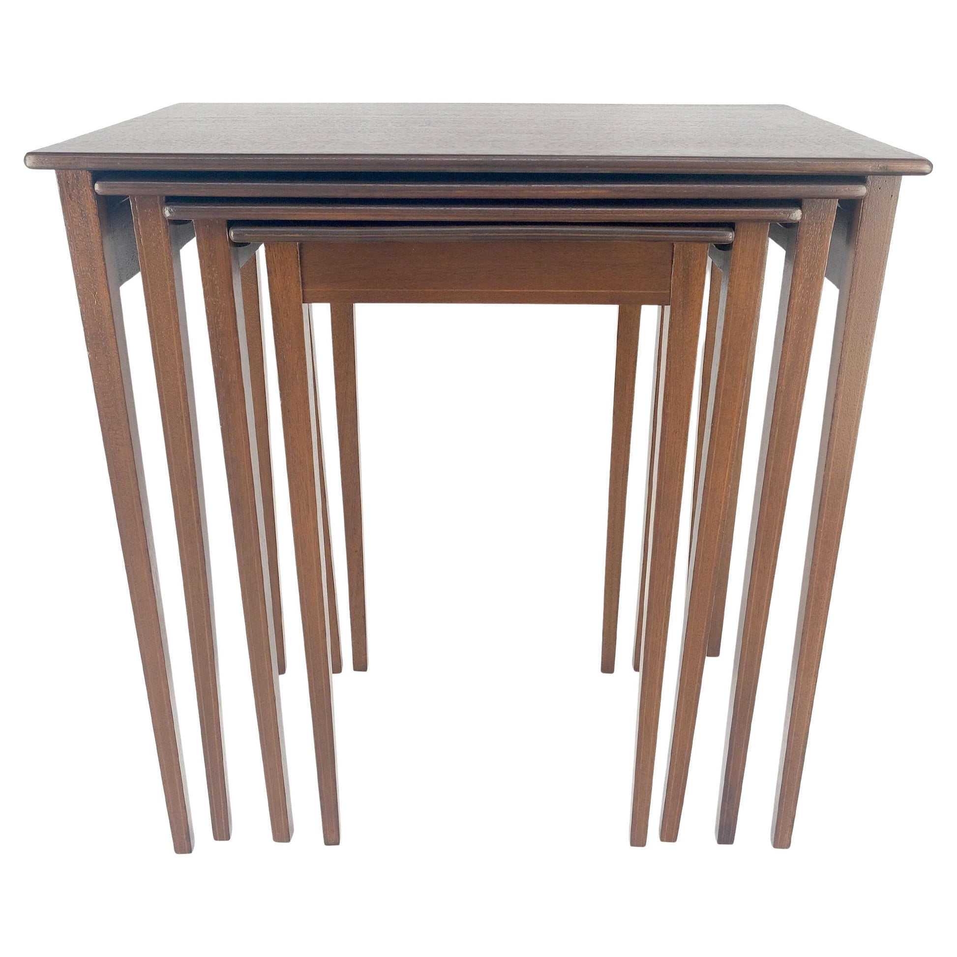 EstablishedLines Set of 4 Elegant Tapered Legs Mahogany Federal Nesting Side End Tables MINT