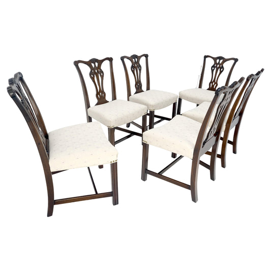 EstablishedLines Set of 6 c1940s Mahogany Fine Carved Chippendale Style Chairs Clean!