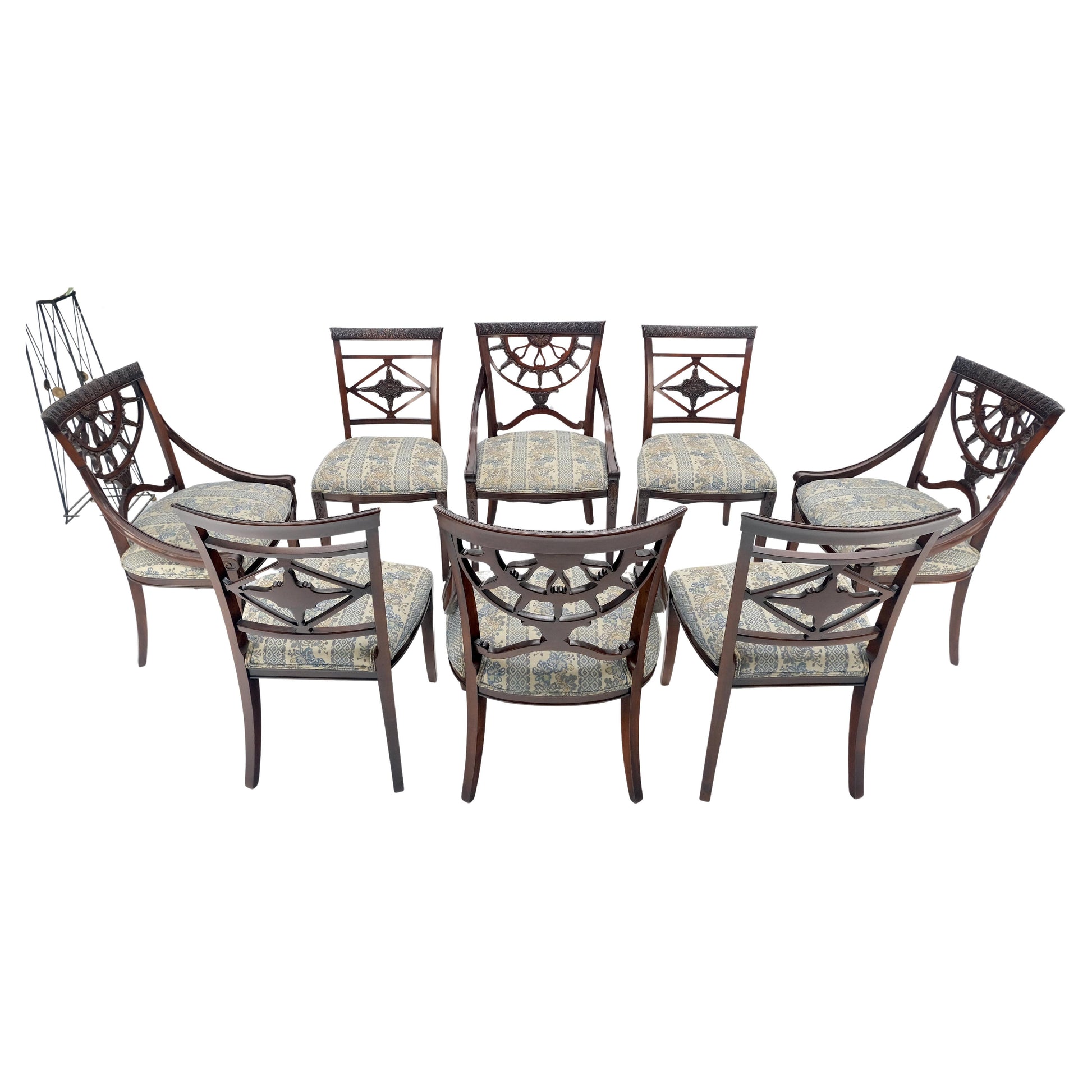 EstablishedLines Set of 8 Very Fine Carved Mahogany Dining Chairs MINT!