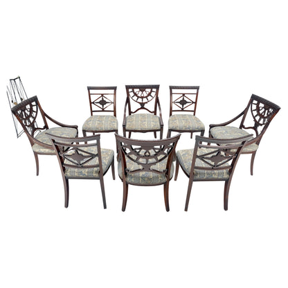 EstablishedLines Set of 8 Very Fine Carved Mahogany Dining Chairs MINT!
