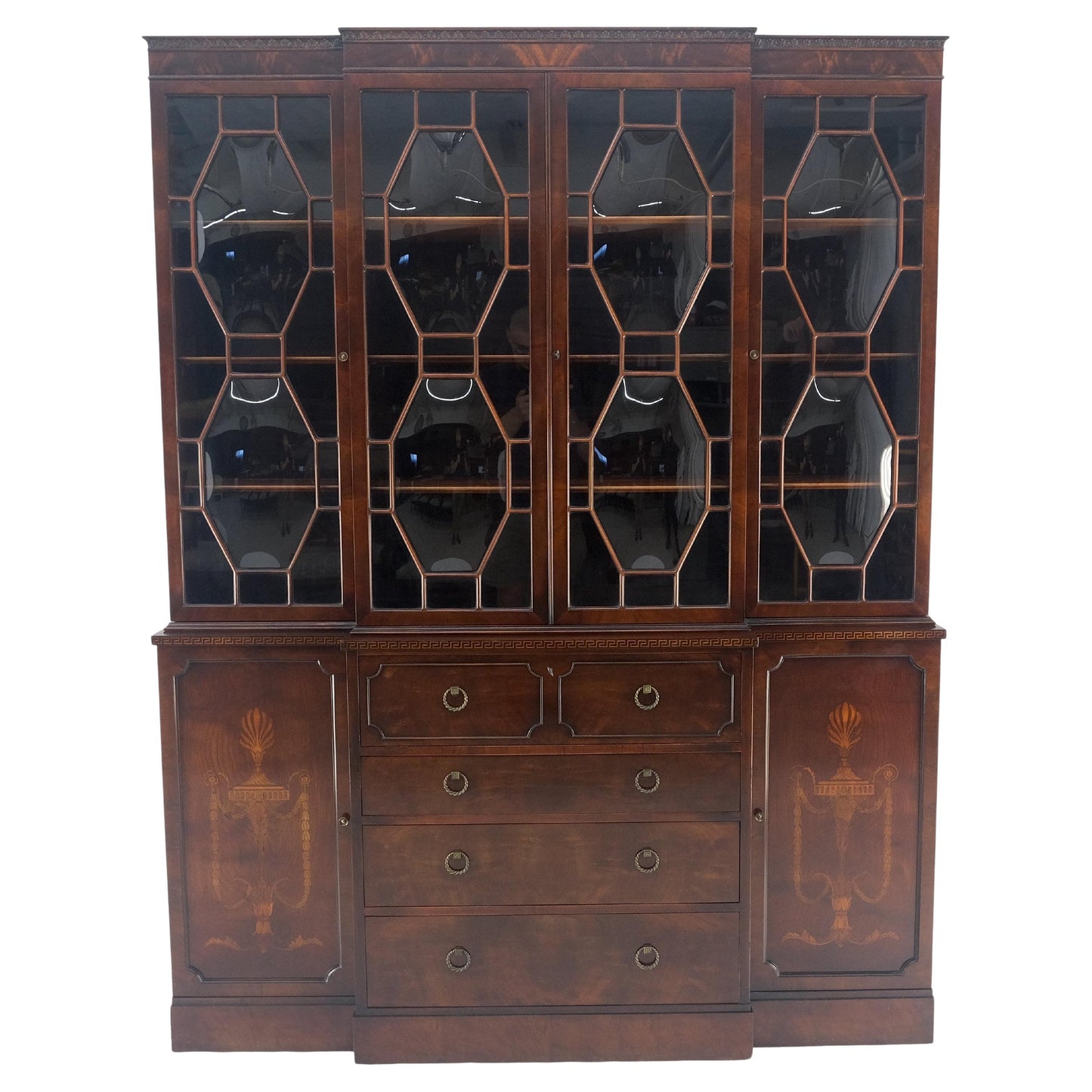 EstablishedLines Very Fine Custom c1940s Bubble Glass Drop Front Butlers Desk Break Front MINT