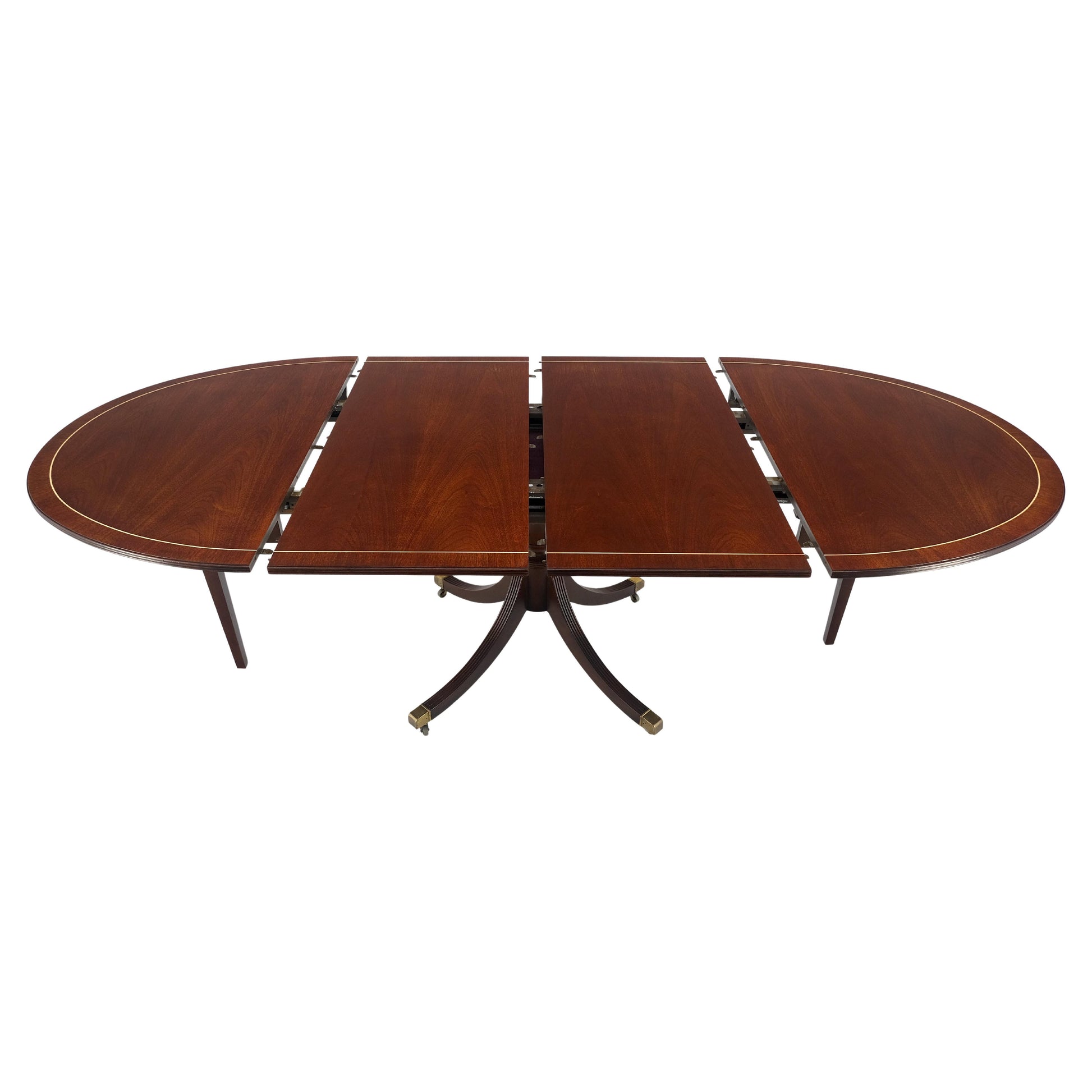 EstablishedLines Baker Banded Oval Round Single Pedestal Mahogany Dining Table 2x20" Leaves MINT!