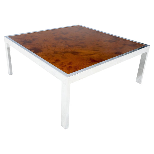 EstablishedLines Faux Molten Metal Style Copper Top Chrome Base 36" Square Coffee Table MINT!