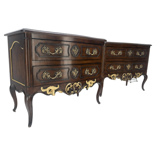 EstablishedLines Pair of Henredon Walnut Two Drawers Regency 46" Console Dressers MINT!