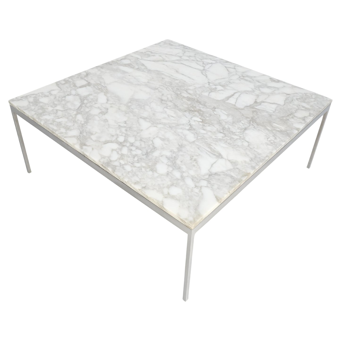 EstablishedLines Solid Stainless Steel Marble Top 42x42 Square Mid Century Modern Coffee Table