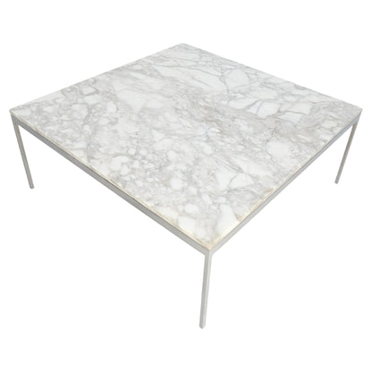 EstablishedLines Solid Stainless Steel Marble Top 42x42 Square Mid Century Modern Coffee Table