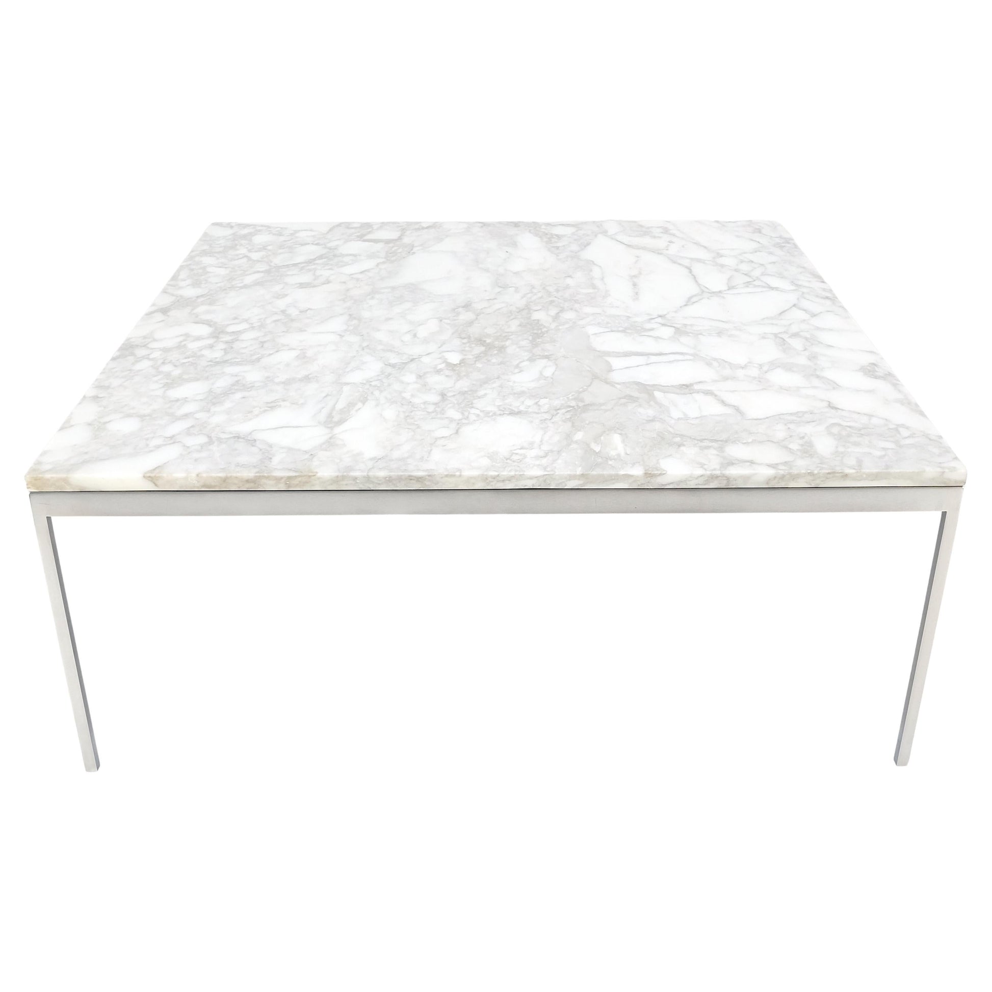EstablishedLines Solid Stainless Steel Marble Top 42x42 Square Mid Century Modern Coffee Table