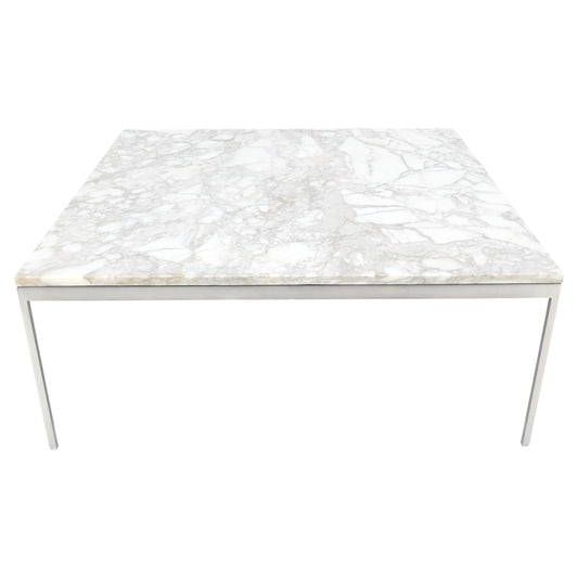EstablishedLines Solid Stainless Steel Marble Top 42x42 Square Mid Century Modern Coffee Table