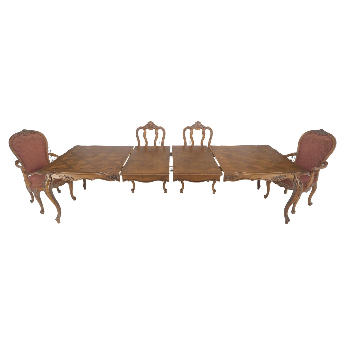 EstablishedLines Country French Parquetry Top Table 6 Dining Chairs 2X22" Extension Board Leafs