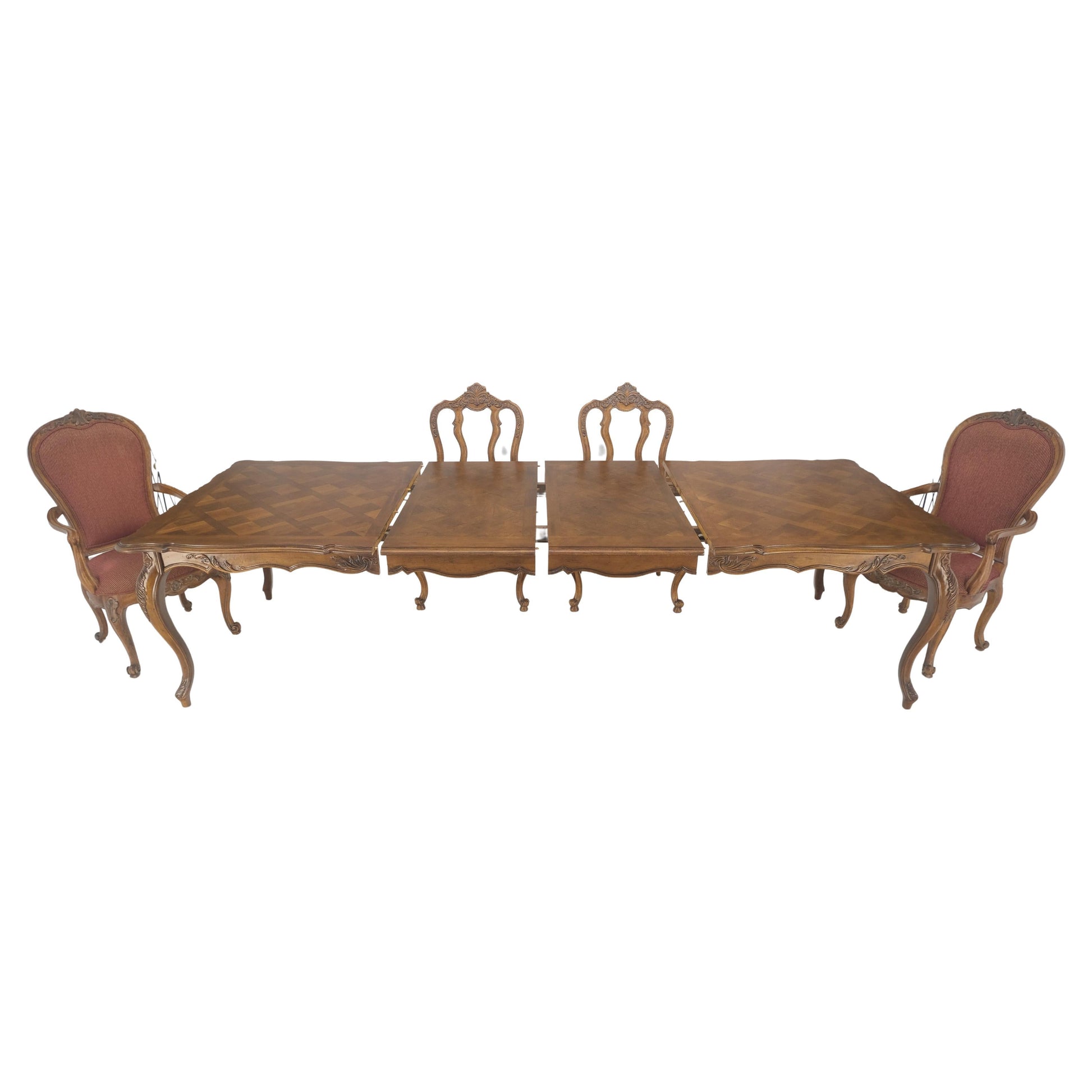 EstablishedLines Country French Parquetry Top Table 6 Dining Chairs 2X22" Extension Board Leafs